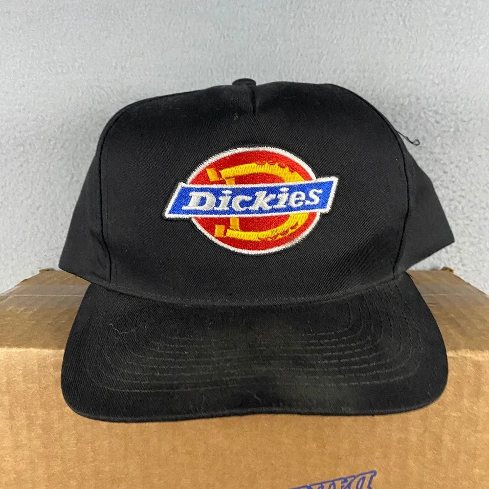 Dickies Black Snapback Hat Horseshoe Logo Embroidered Workwear Cap OSFA